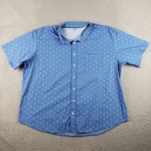 IZOD Shirt Mens 3XL Blue Pink Short Sleeve Flamingos All Over Print